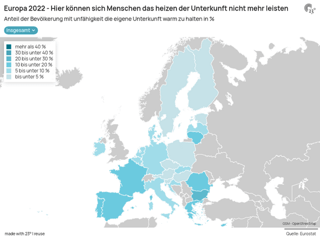 Europa 2022 - Hier können sich Menschen das heizen der Unterkunft nicht mehr leisten