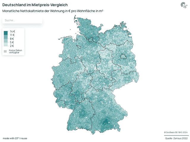 Deutschland im Mietpreis-Vergleich