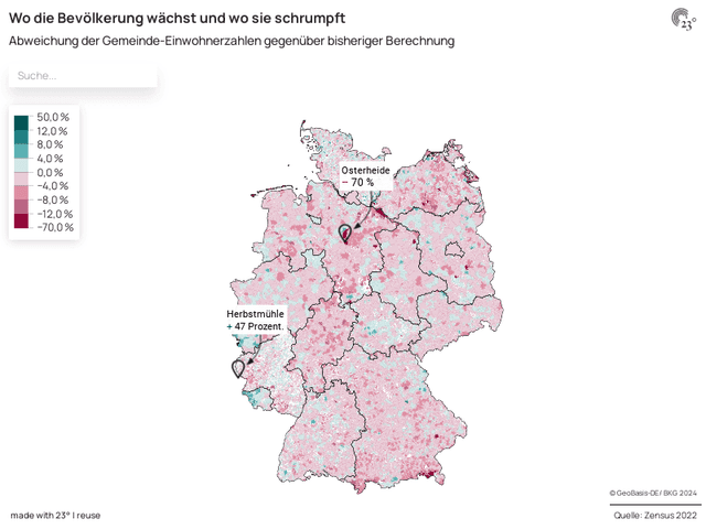 Wo die Bevölkerung wächst und wo sie schrumpft