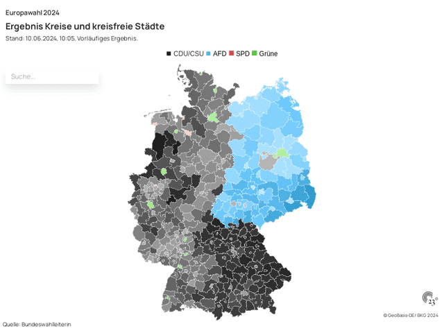 Europawahl 2024 - Wer in welchem Kreis gewonnen hat