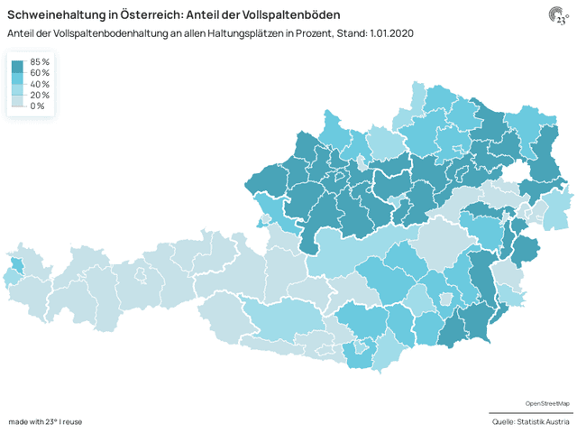 Schweinehaltung in Österreich: Anteil der Vollspaltenböden