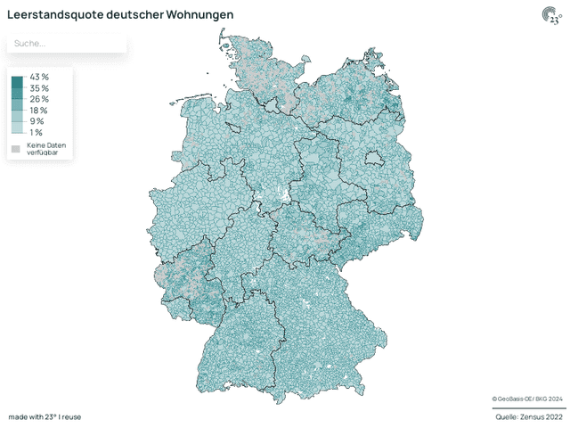 Zensus 2022: Leerstandsquote deutscher Wohnungen