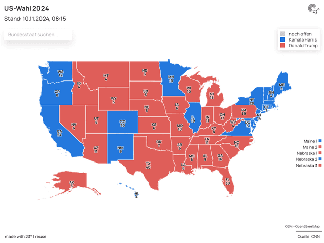 US-Wahl 2024: Ergebniskarte