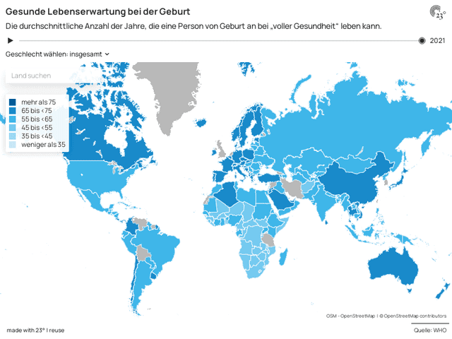 Gesunde Lebenserwartung bei der Geburt (Jahre)