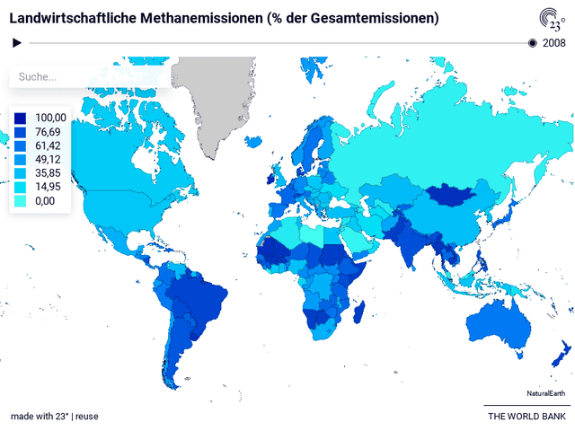 Landwirtschaftliche Methanemissionen (% der Gesamtemissionen)